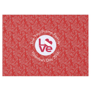 Austrian Flag Heart LOVE Red Personalized Text Tablecloth