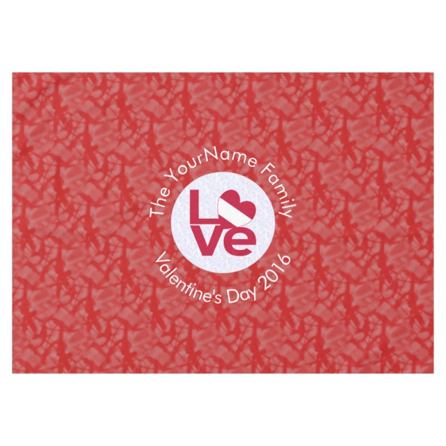 Austrian Flag Heart LOVE Red Personalized Text  Tablecloth (Front (Horizontal))