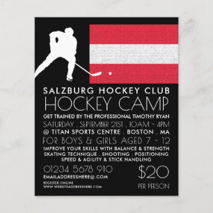 Austrian Flag, Hockey Player, Camp Advertising Flyer