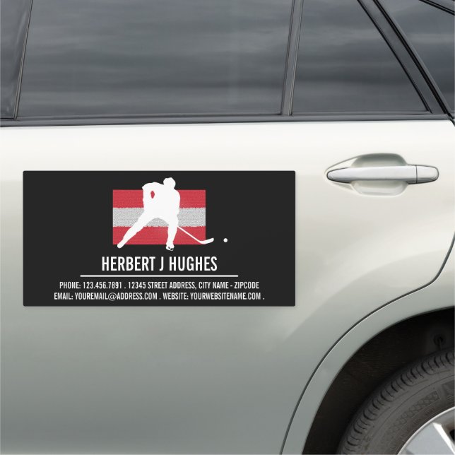 Austrian Flag, Hockey Player, Hockey Coach Car Magnet (In Situ)