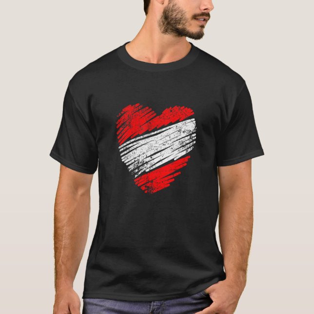 Austrian flag in heart shape a great   idea T-Shirt (Front)