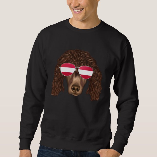 Austrian Flag Irish Water Spaniel Dog Austria Pock Sweatshirt (Front)