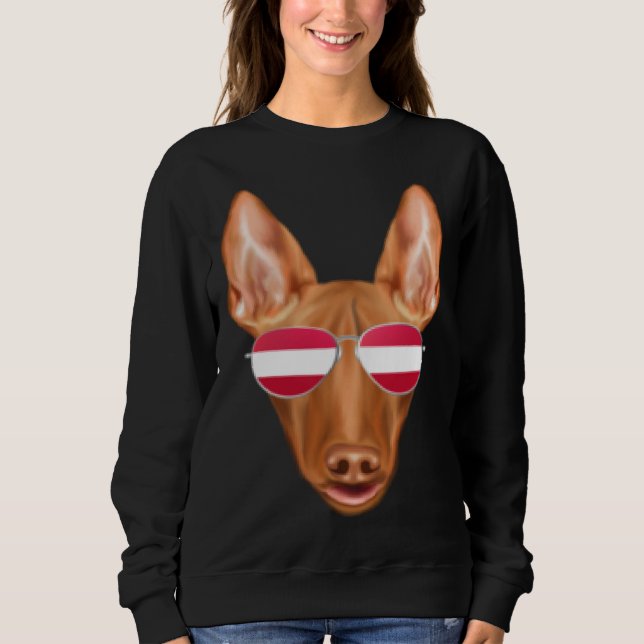 Austrian Flag Pharaoh Hound Dog Austria Pocket Sweatshirt (Front)
