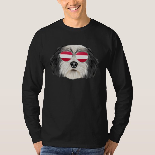 Austrian Flag Polish Lowland Sheepdog Dog Austria  T-Shirt (Front)