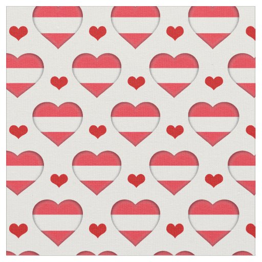 Austrian Flag & Red Heart fashion Fabric /Austria