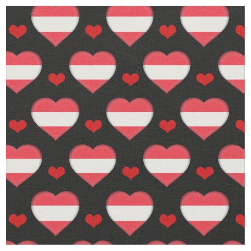 Austrian Flag & Red Heart fashion Fabric /Austria