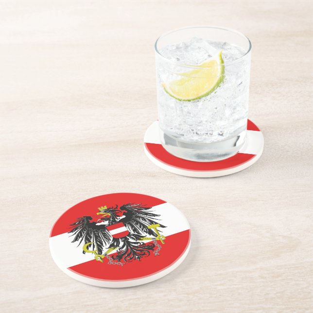 Austrian flag sandstone coaster (Side)