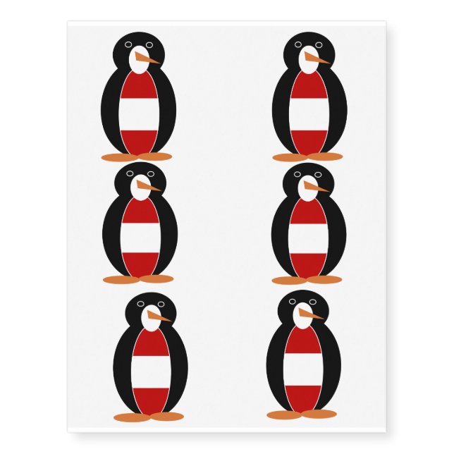 Austrian Flag Worn by Mr. Penguin Temporary Tattoos (Front)