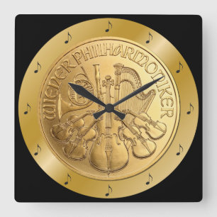 Austrian Gold Coin ~ Vienna Philharmonics 2017~*~ Square Wall Clock