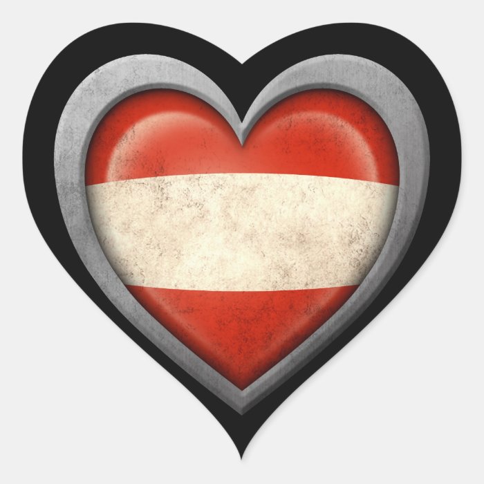 Austrian Heart Flag with Metal Effect Stickers