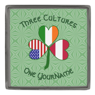 Austrian Irish American Shamrock Flag Personalized Gunmetal Finish Lapel Pin