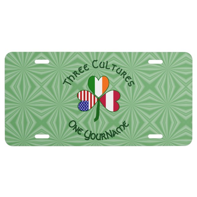 Austrian Irish American Shamrock Flag Personalized License Plate (Front)