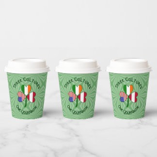Austrian Irish American Shamrock Personalized Text Paper Cups