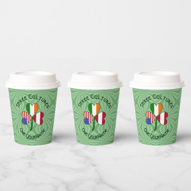 Austrian Irish American Shamrock Personalized Text Paper Cups (Multi)