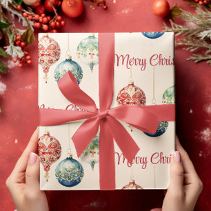 Austrian Joy Merry Christmas Tree Ornaments Wrapping Paper
