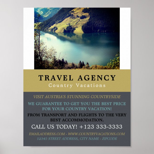 Austrian Lake, Travel Agency Advertising Poster (Front)