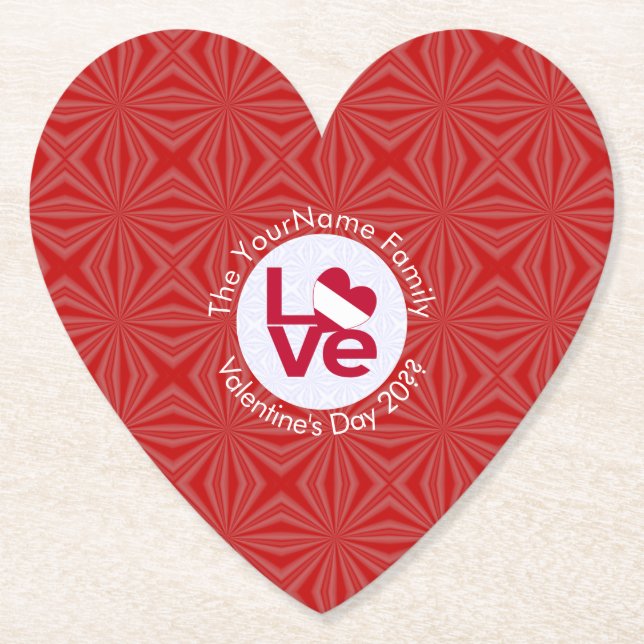 Austrian Red Letter LOVE Flag Personalized  Paper Coaster (Front)