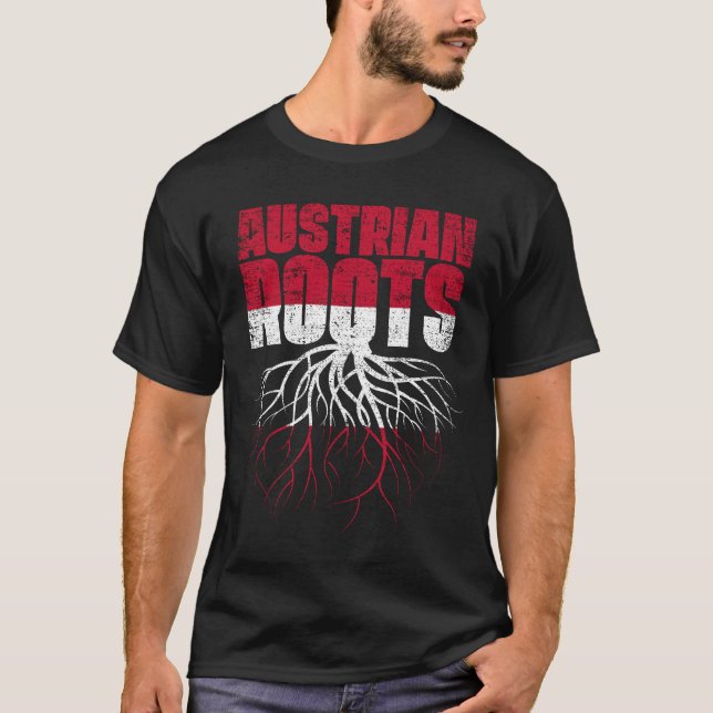 Austrian Roots Austria Heritage Flag T-Shirt (Front)