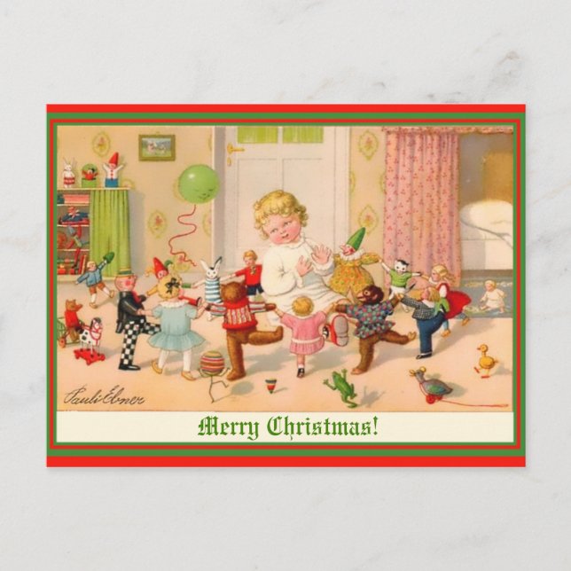 Austrian Vintage Art copy Christmas Child & Toys Postcard (Front)