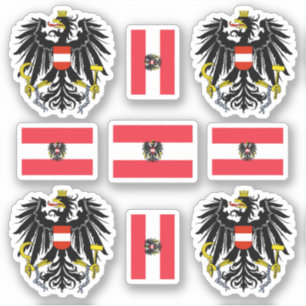 Austrican coat of arms and flag Sticker