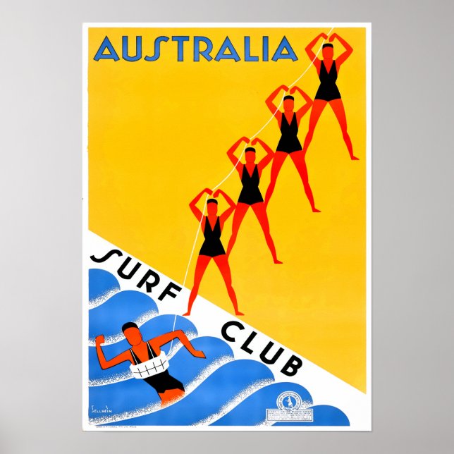 Austrlia Travel Poster Surf Surfing Surfer (Front)