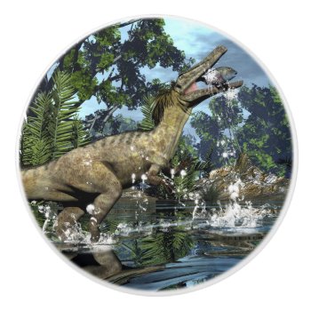 Austroraptor Dinosaur Ceramic Knob by Elenarts_PaleoArts at Zazzle