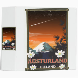 Austurland iceland travel poster 3 ring binder