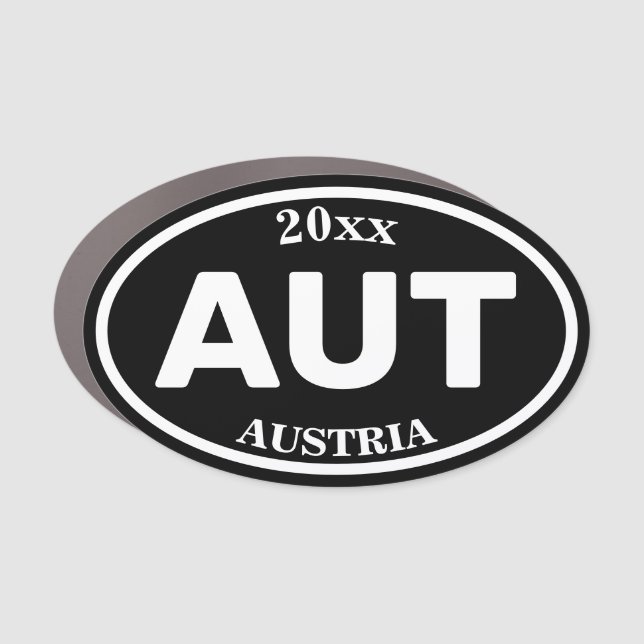 AUT Austria Country Code 3 Letter Black Oval Car Magnet (Front)