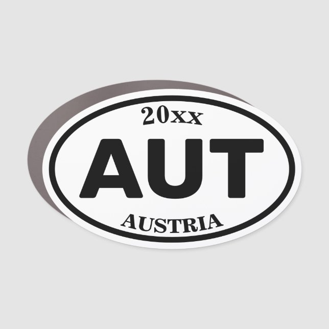 AUT Austria Country Code 3 Letter Custom Oval Car Magnet (Front)