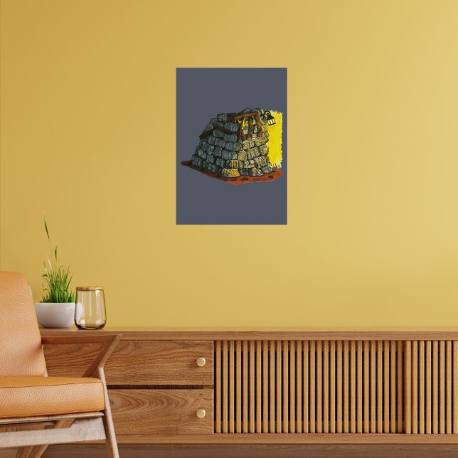 Authenic Hand Drawn Stone Architecture Poster (Living Room 2)