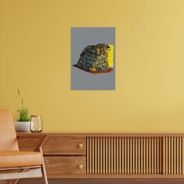Authenic Hand Drawn Stone Architecture Poster (Living Room 2)
