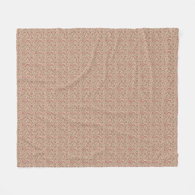 Authentic 1940s Muted Burgundy Floral Sprig  Fleece Blanket (Front (Horizontal))
