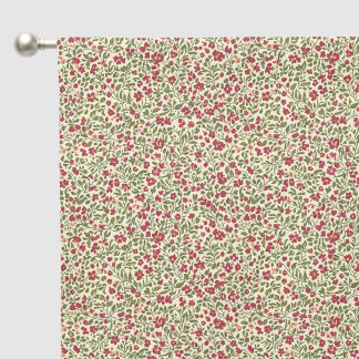 Authentic 1940s Utility Khaki & Burgundy Floral Blackout Curtains