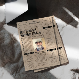 Authentic 60th Birthday Newspaper Cover Photo Invitation