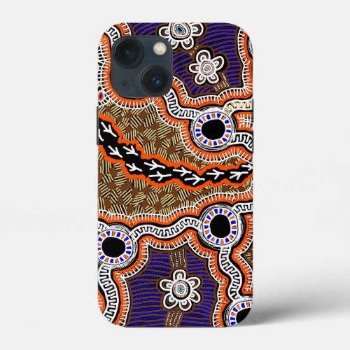 Authentic Aboriginal Art _ Brolga Dreaming iPhone 13 Mini Case