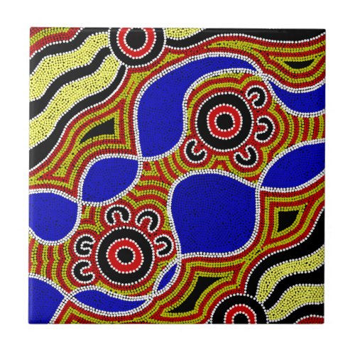 Authentic Aboriginal Art Ceramic Tile