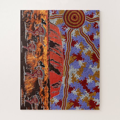 Authentic Aboriginal Art _ Uluru Jigsaw Puzzle