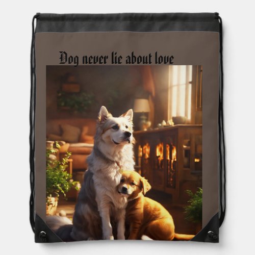 Authentic Affection Dogs Never Lie About Love Drawstring Bag