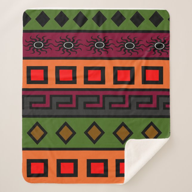 authentic african tribe ornate sherpa blanket (Front)