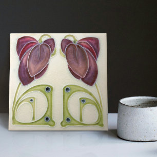 Authentic Art Nouveau John Barratt Majolica Floral Ceramic Tile