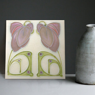 Authentic Art Nouveau John Barratt Majolica Floral Ceramic Tile