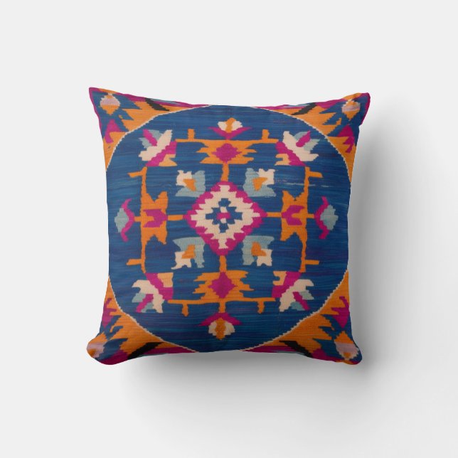 Authentic Blue Kilim Turkish Rug Pillows (Front)