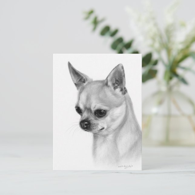 Authentic Chihuahua Artwork Postcard (Standing Front)