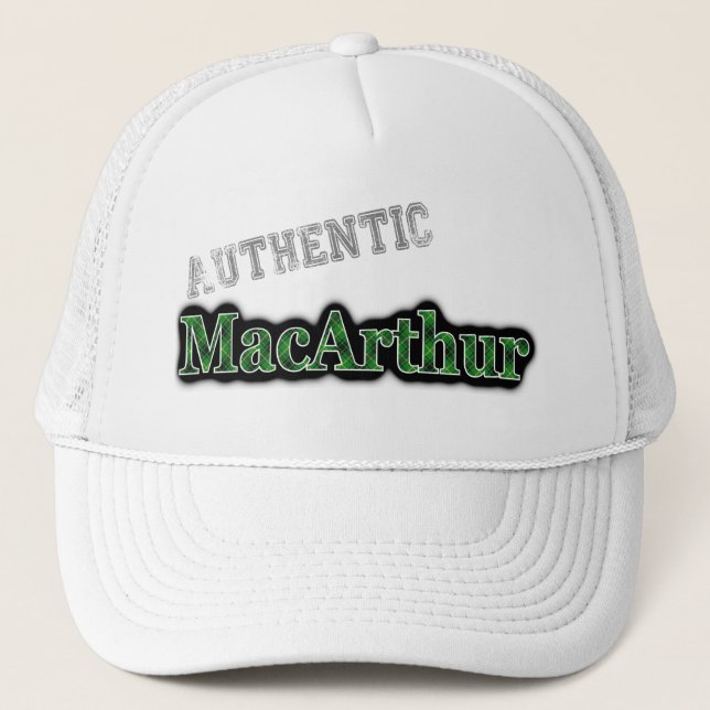 Authentic Clan MacArthur Scottish Tartan Name Trucker Hat (Front)