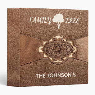 Authentic Faux Old Leather Family Tree Genealogy 3 Ring Binder
