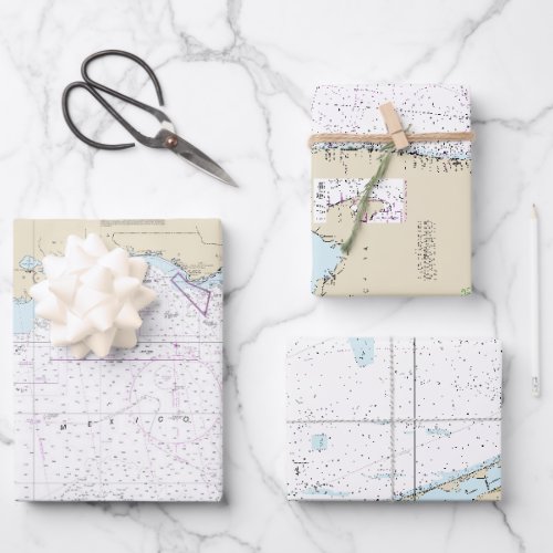 Authentic Florida Nautical Charts Boating Wrapping Paper Sheets
