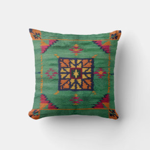 Authentic Green Kilim Pillows: A Touch of Traditio Throw Pillow