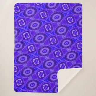Authentic Gypsy Medallion Art - Purple Blue Sherpa Blanket