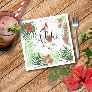 Authentic Hawaiian Red Cardinal & Tropical Floral Napkins