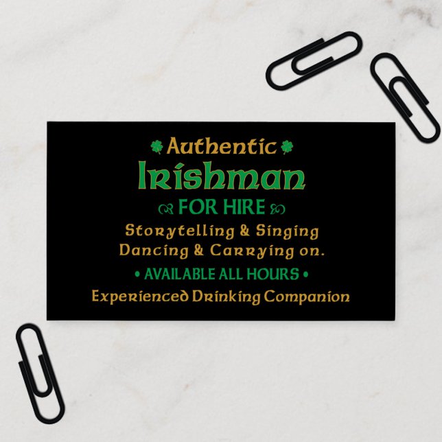 Authentic Irishman For Hire Funny Business Cards (Authentic Irishman For Hire Funny Business Cards)